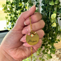 Mothers Day Engraved Birthstone Charm Necklace, Birthstone Necklace, Mothers Day Jewelry, Gifts For Her, Mothers Day Gifts