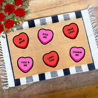 Sweethearts Candy Mat, Valentines Day Doormat, Door Mat. Doormat with Heart, Heart Doormat, Valentines Day Decor, Front Porch Decor, Welcome Mat
