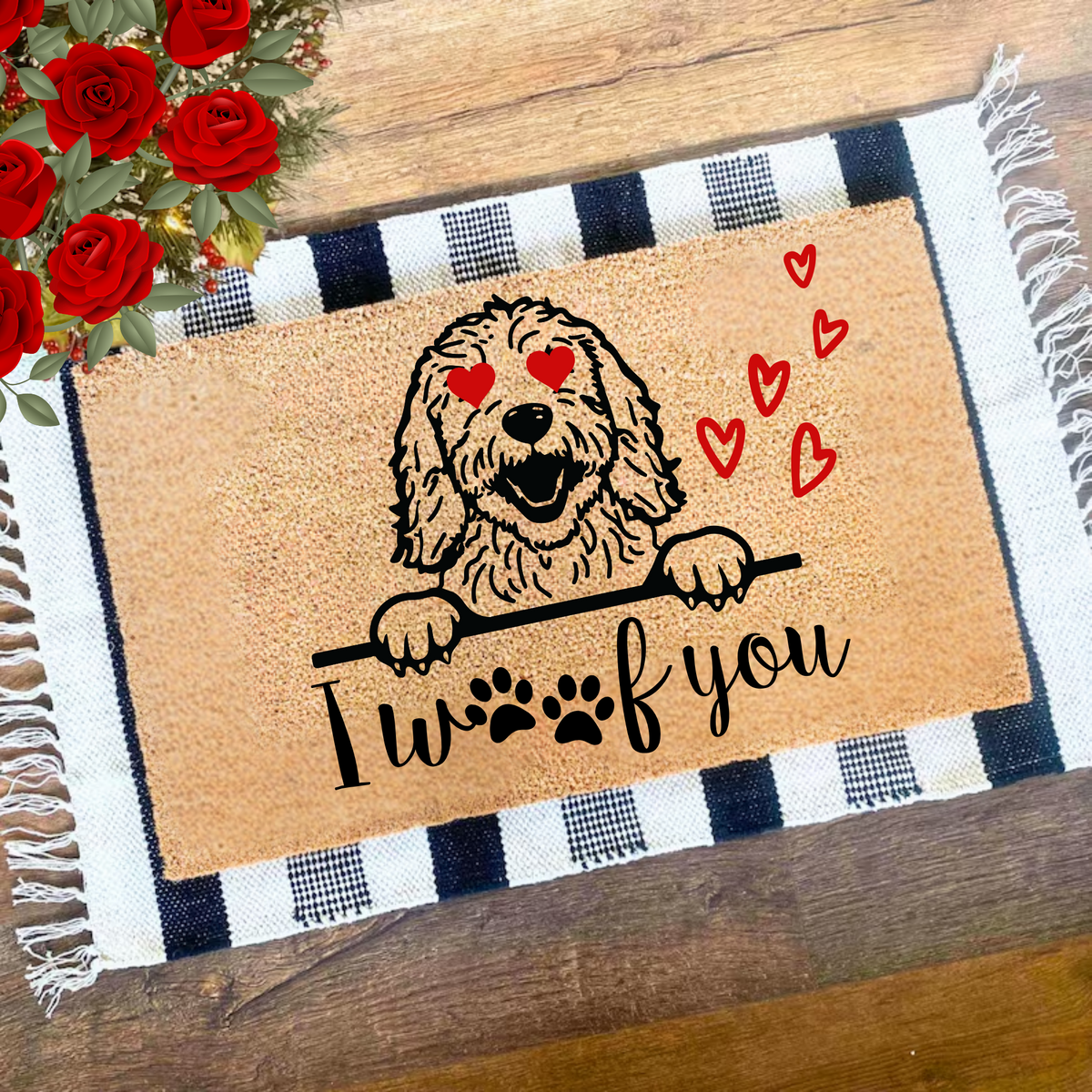 I Woof You Custom Dog Doormat | Valentine's Day Doormat | Dog Mom Gifts | Dog Gifts | Pet Doormat | Funny Door Mats | Dog Doormat | Dog Owner Gifts | Door Mat | Dog Mom