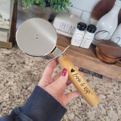 Custom Wooden Pizza Cutter | Wooden Pizza Cutter | Engraved Pizza Cutter| Kitchen Gifts | Kitchen Accessories |