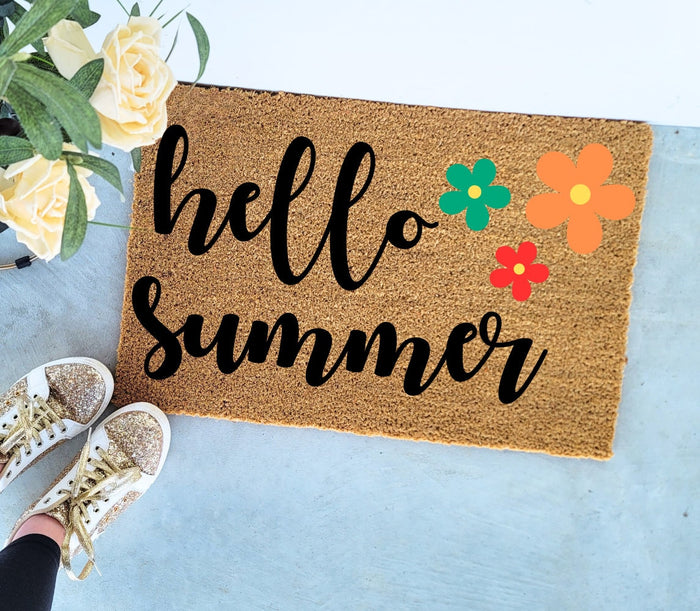 Hello Summer Doormat | Summer Doormat | Summer Decor | Housewarming Gift | Welcome Mat | Door Mat | Outdoor Mat | Summer Door Mat |