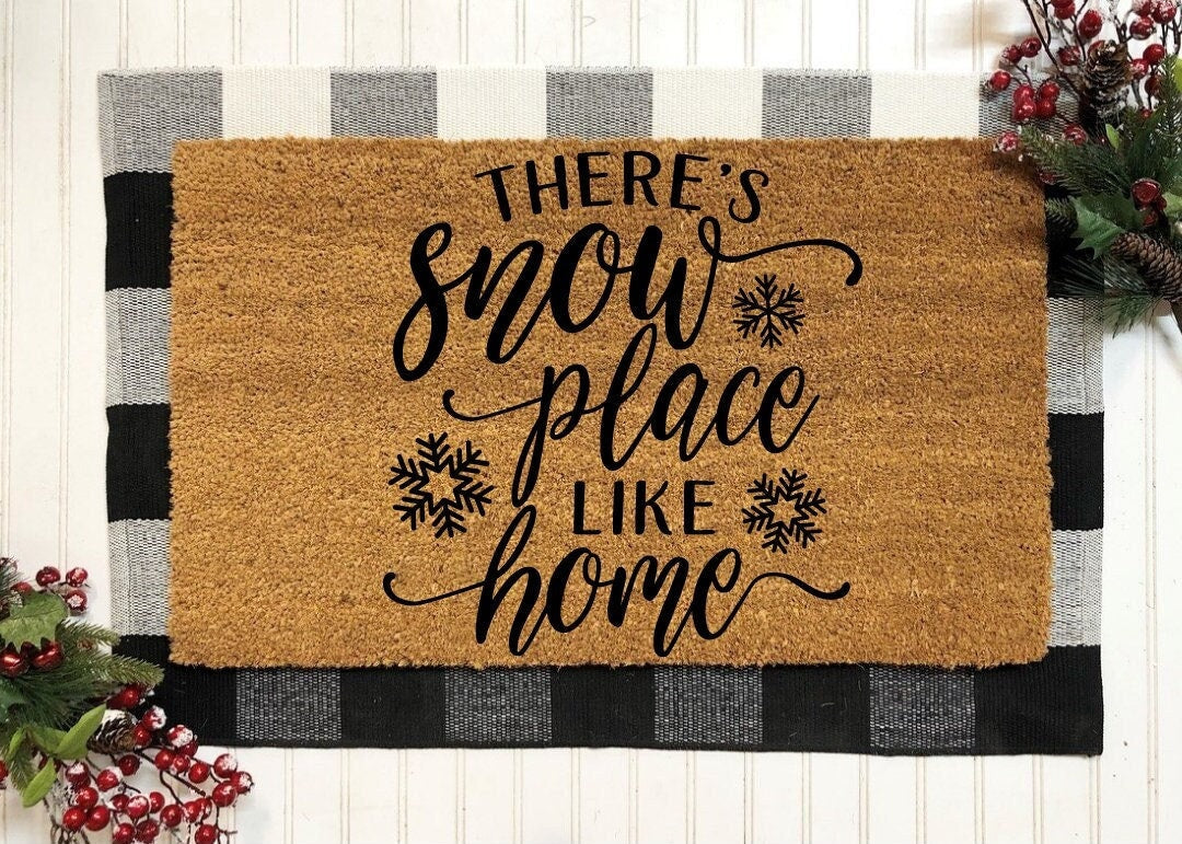 There's Snow Place Like Home, There's Snow Place Like Home Doormat, Snowflake Doormat, Welcome Mat, Door Mat, Christmas Decor,Winter Doormat