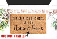 Our Greatest Blessings Call Us Doormat, Grandma and Grandpa, Grandparent Gifts, Personalized Gifts, Christmas Gifts, Mom Gift, Door Mat
