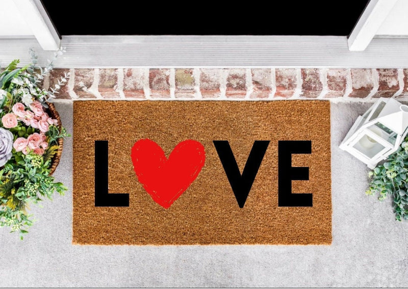Love Door Mat, Valentines Day Doormat, Door Mat. Doormat with Heart, Heart Doormat, Valentines Day Decor, Front Porch Decor, Welcome Mat
