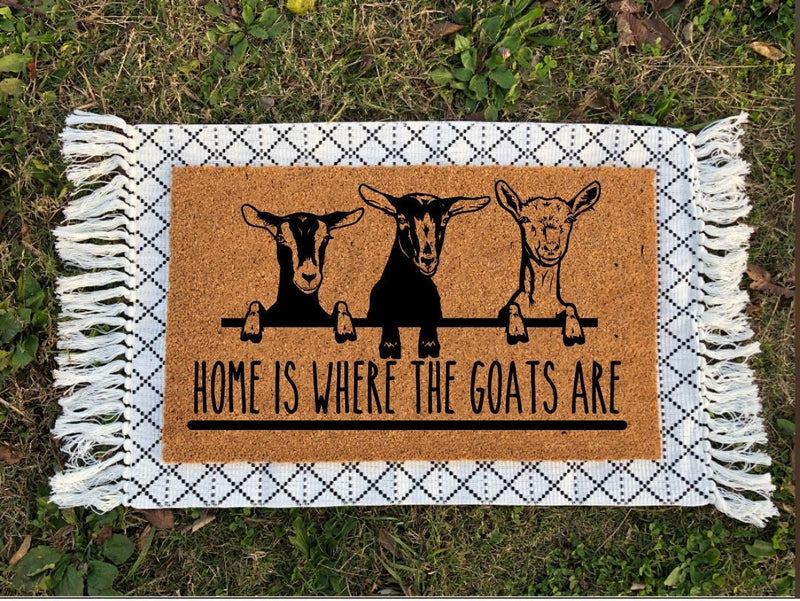Home Is Where The Goats Are Doormat, Home Is Where The Goats Are, Goat Gifts, Goat Lover, Farmhouse Decor, Door Mat, Funny Door Mat, Doormat