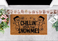 Chillin With My Snowmies Door Mat, Winter Doormat, Winter Decor, Snow Doormat, Snowman Doormat, Funny Doormat, Welcome Mat, Front Door Mat