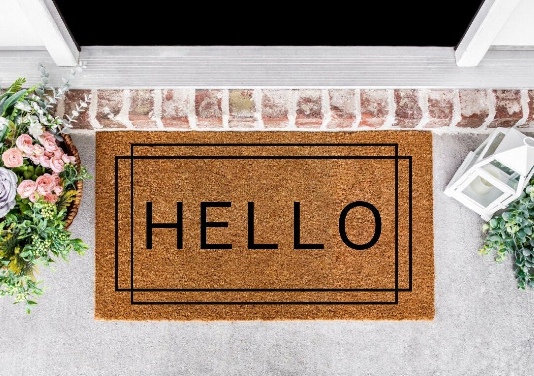 Hello Door Mat, Hello Welcome Mat, Hello Sign, Welcome Doormat, Welcome Mat, Front Door Mat, Door Mat, Hello Coir Doormat, Oh Hello Doormat