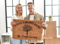 Love Grows Here Door Mat, Gift For Her, Personalized Gifts, Love Grows Here Sign, Love Grows Here, Door Mat, Gift For Her Personalized, Gift