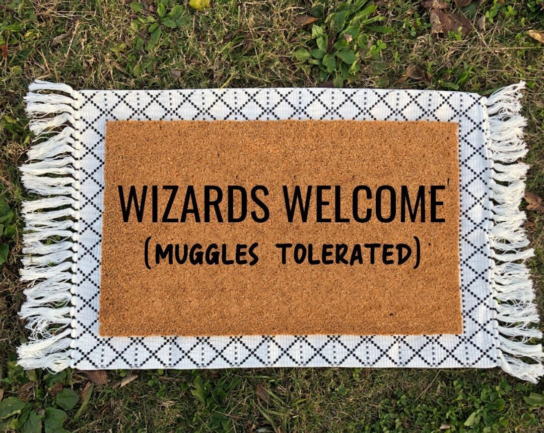 Wizards Welcome Muggles Tolerated Door Mat | HP Doormat | Funny Door Mat | HP Decor | Welcome Mat | Housewarming Gift | Outdoor Door Mat