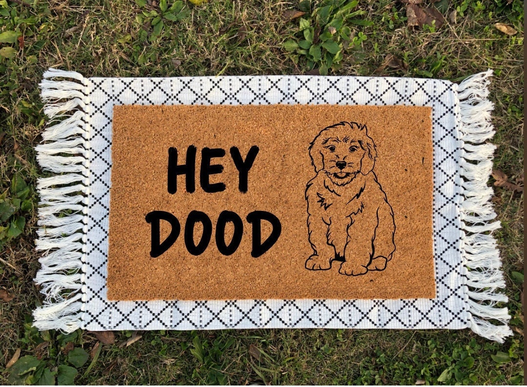 Goldendoodle Dog Doormat | Hey Dood Dog Doormat | Pet Door Mat | Welcome Mat | Cute Puppy Dog | Housewarming Gift | Dog Mom | Door Mat