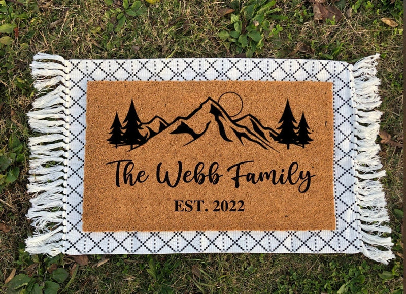 Personalized Housewarming Gift | Housewarming Gift | Wedding Gift | Mountain Decor | Mountain Doormat |Outdoor Door Mat|Personalized Doormat