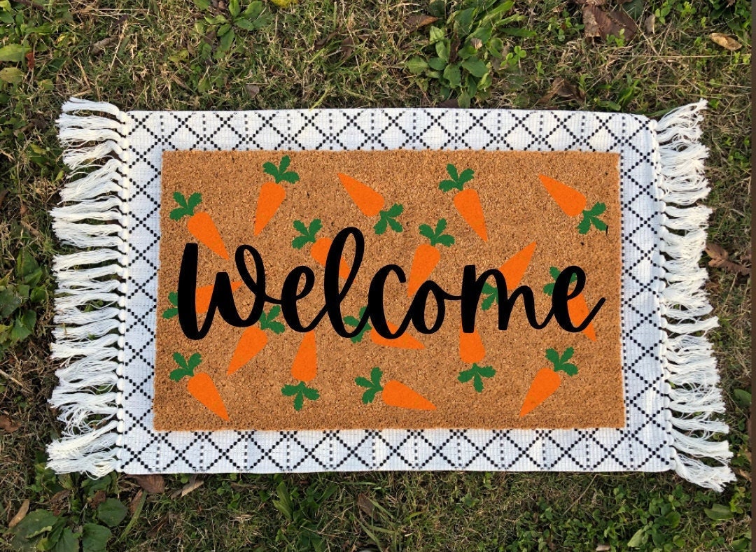 Easter Welcome Doormat | Carrot Door Mat | Welcome Mat | Easter Doormat | Housewarming Gift | Spring Doormat | Door Mat | Easter Decor