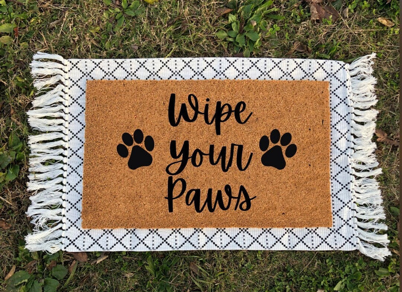 Wipe Your Paws Doormat | Funny Door Mat | Pet Lover Gift | Pet Door Mat | Housewarming Gift | Pawprint Doormat | Welcome Mat | Door Mat