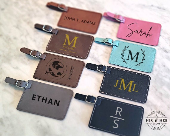 Custom Engraved Luggage Tags | Leather Luggage Tag | Luggage Tags | Travel Gift | Personalized Luggage Tag | Luggage Name Tag | Monogram Tag