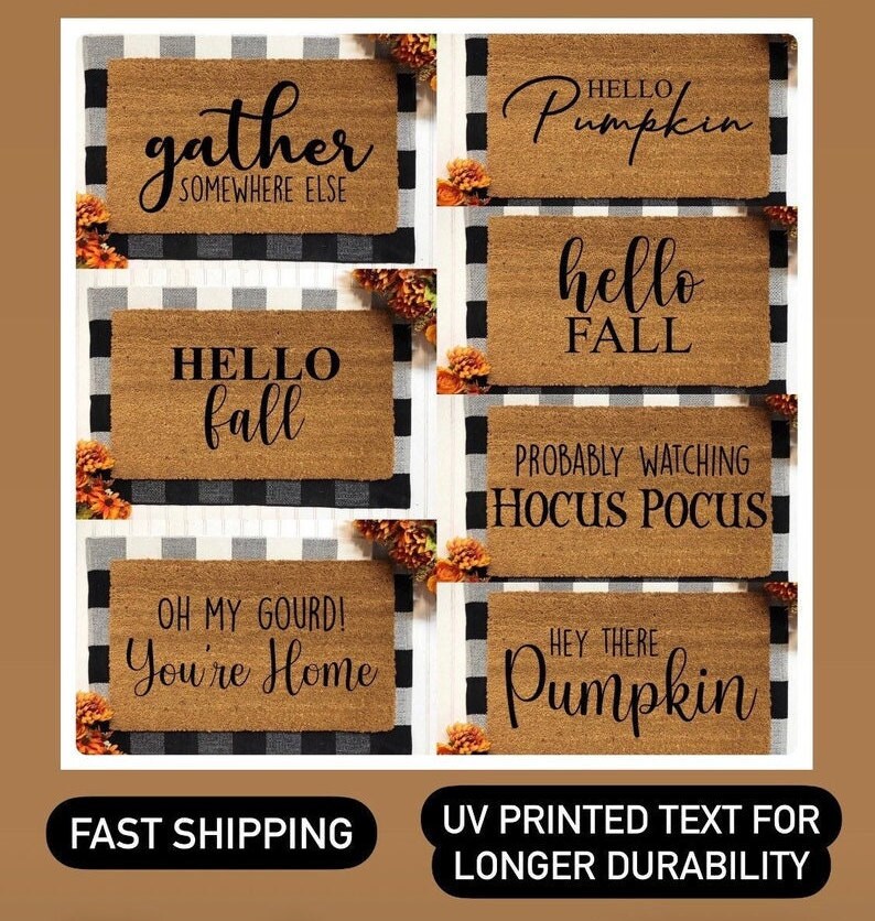 Hello Fall Doormat | Welcome Mat | Cute Fall Door Mat | Fall Autumn Decor Gift | Home Doormat | Fall Doormat