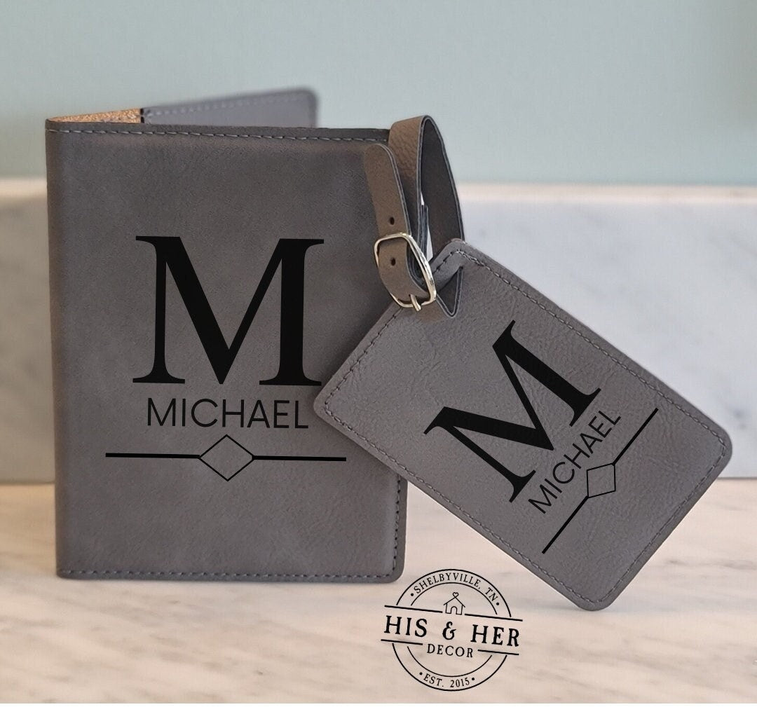 Passport Holder And Luggage Tag | Custom Luggage Tags | Custom Passport Holder | Passport Cover | Leather Luggage Tags | Travel Gift