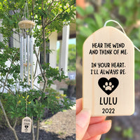 Personalized Pet Memorial Gift | Wind Chimes | Pet Loss Gift | Sympathy Pet Gifts | Personalized Christmas Gift | Hear The Wind Think Of Me