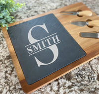 Personalized Slate Cheese Board Set | Custom Wedding Gift | Wedding Gift | Personalized Wedding Gift | Cheese Board | Charcuterie Board Set