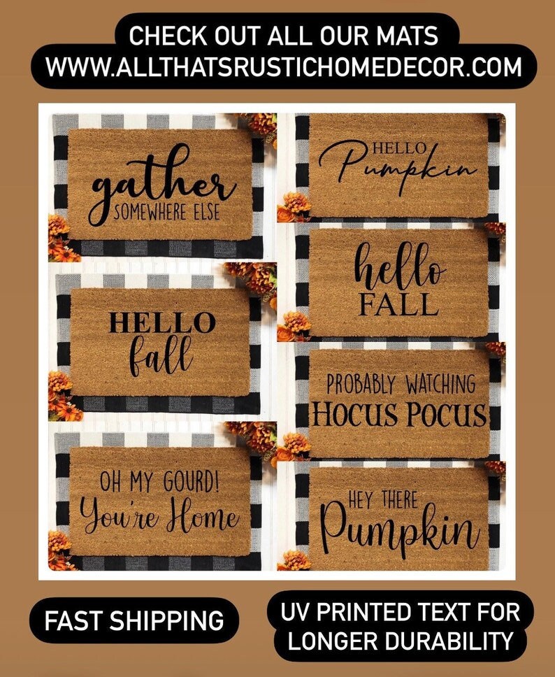 Hello Pumpkin Fall Doormat | Hello Pumpkin | Hey There Pumpkin | Fall Decor | Fall Home Decor | Fall Decor For Front Porch | Pumpkin Decor
