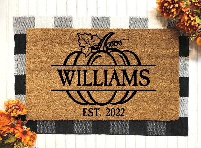 Pumpkin Last Name Family Doormat | Fall Doormat | Pumpkin Door Mat | Welcome Mat | Custom Door Mat | Fall Autumn Decor Gift | Home Doormat