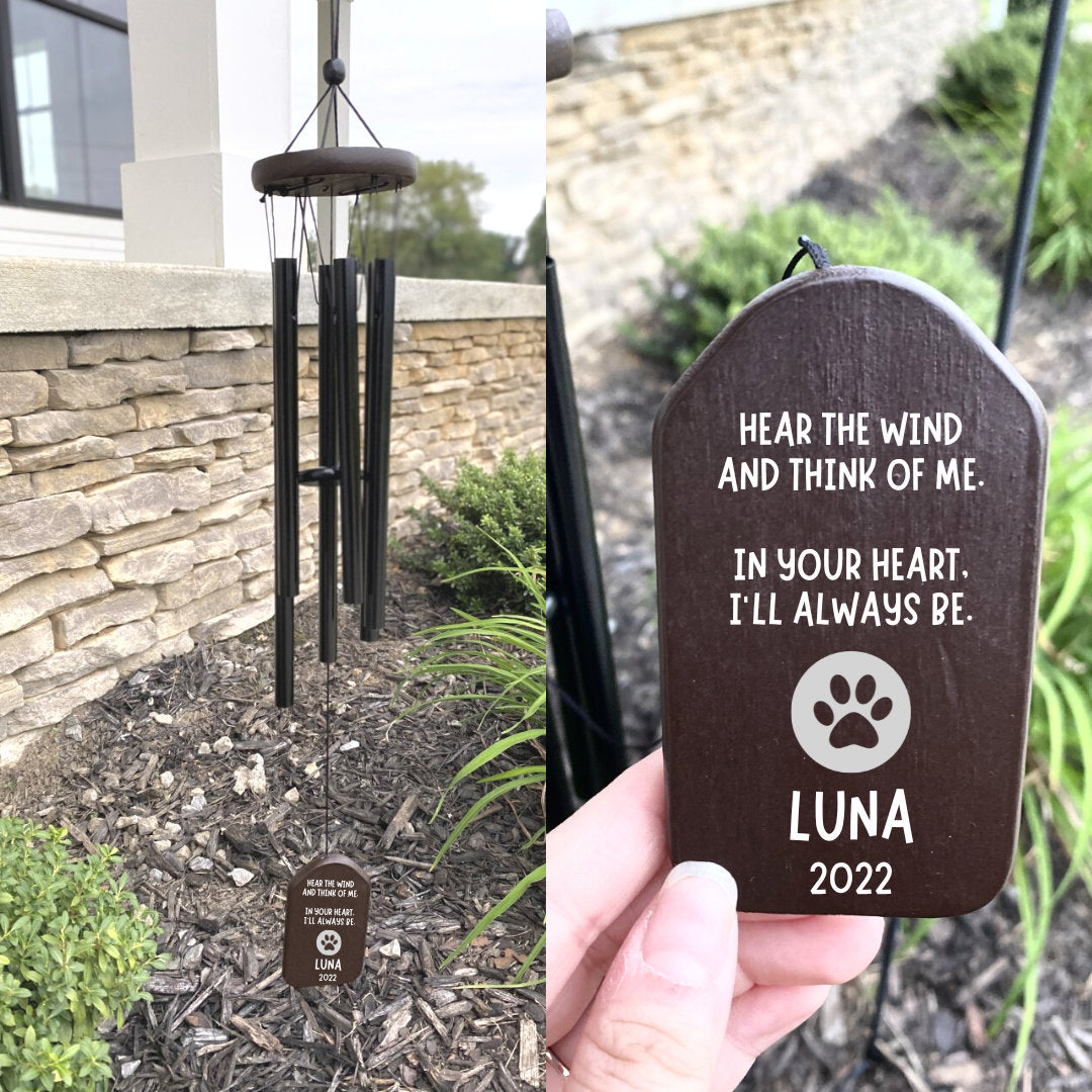 Wind Chimes | Pet Memorial Wind Chimes | Black Wind Chimes | Pet Loss Gift | Hear The Wind And Think Of Me | Custom Pet Memorial | Dog Loss