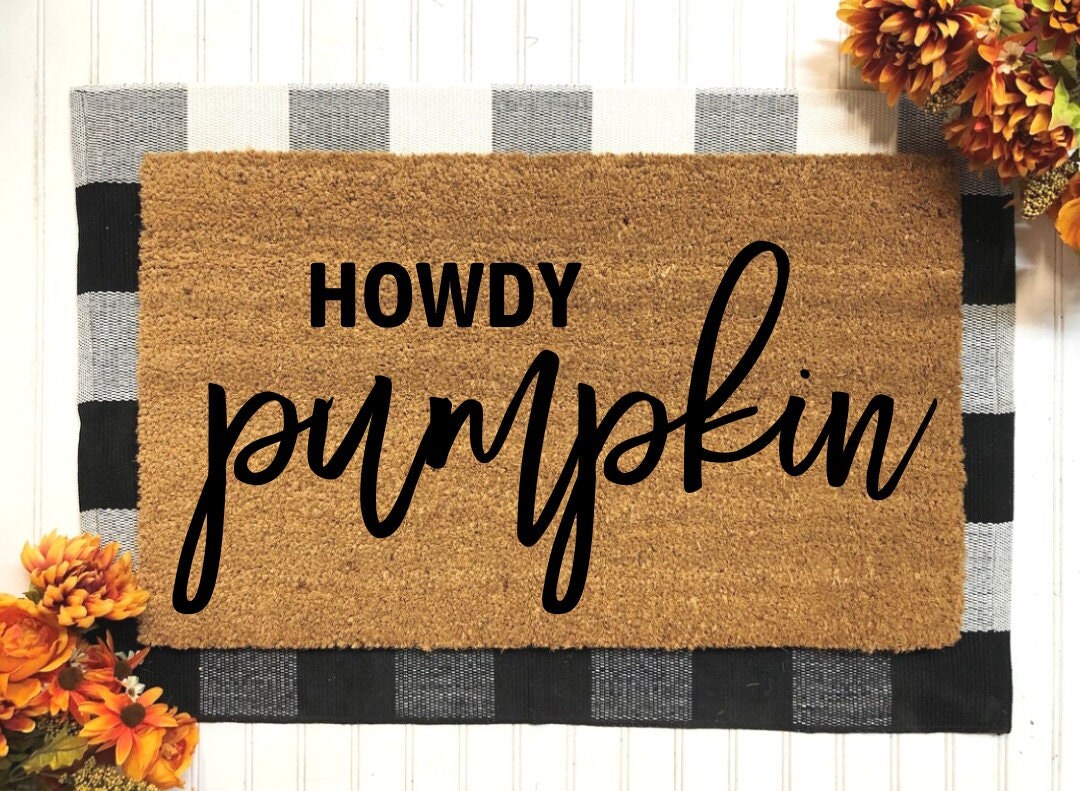 Hello Pumpkin Fall Doormat | Hello Pumpkin | Hey There Pumpkin | Fall Decor | Fall Home Decor | Fall Decor For Front Porch | Pumpkin Decor