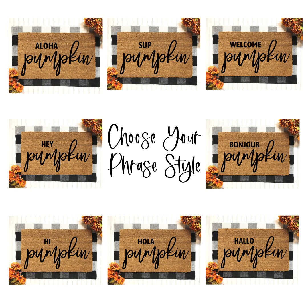 Hello Pumpkin Fall Doormat | Hello Pumpkin | Hey There Pumpkin | Fall Decor | Fall Home Decor | Fall Decor For Front Porch | Pumpkin Decor