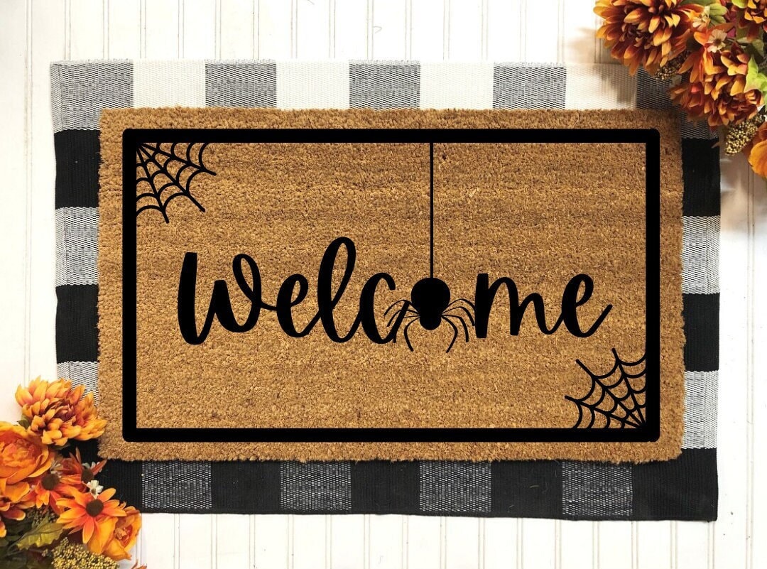 Spider Welcome Doormat | Halloween Decor | Halloween Doormat | Spider Web Door Mat | Halloween Decoration | Spider Web | Welcome Doormat