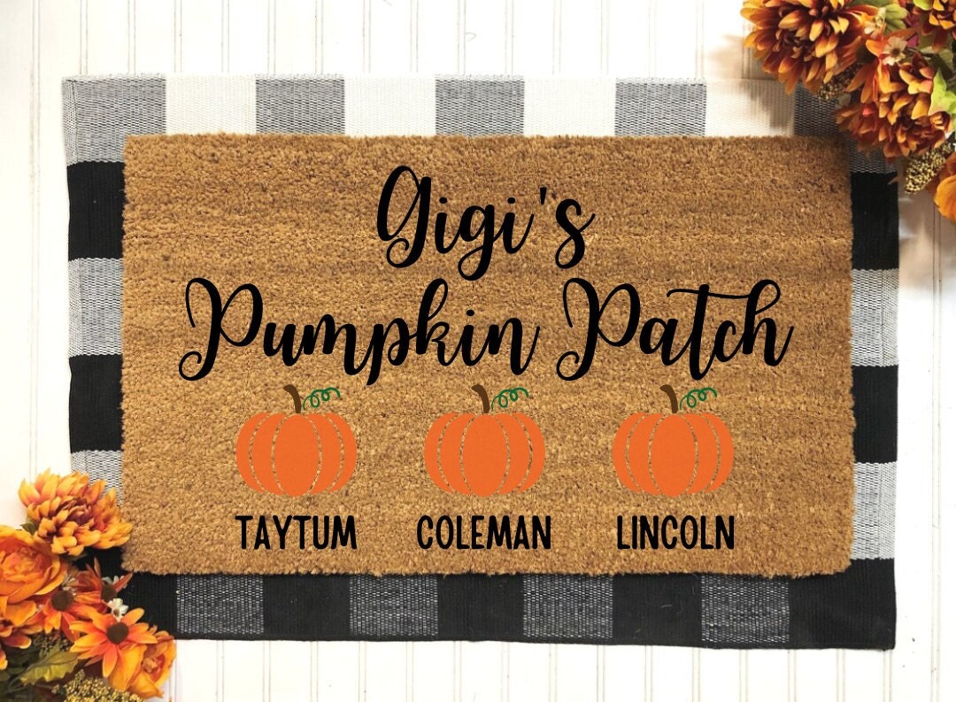 Grandma's Pumpkins, Grandma's Pumpkin Patch, Fall Decor, Fall Welcome Mat, Fall Decoration, Fall Gift, Personalized Grandparent Gift,Doormat