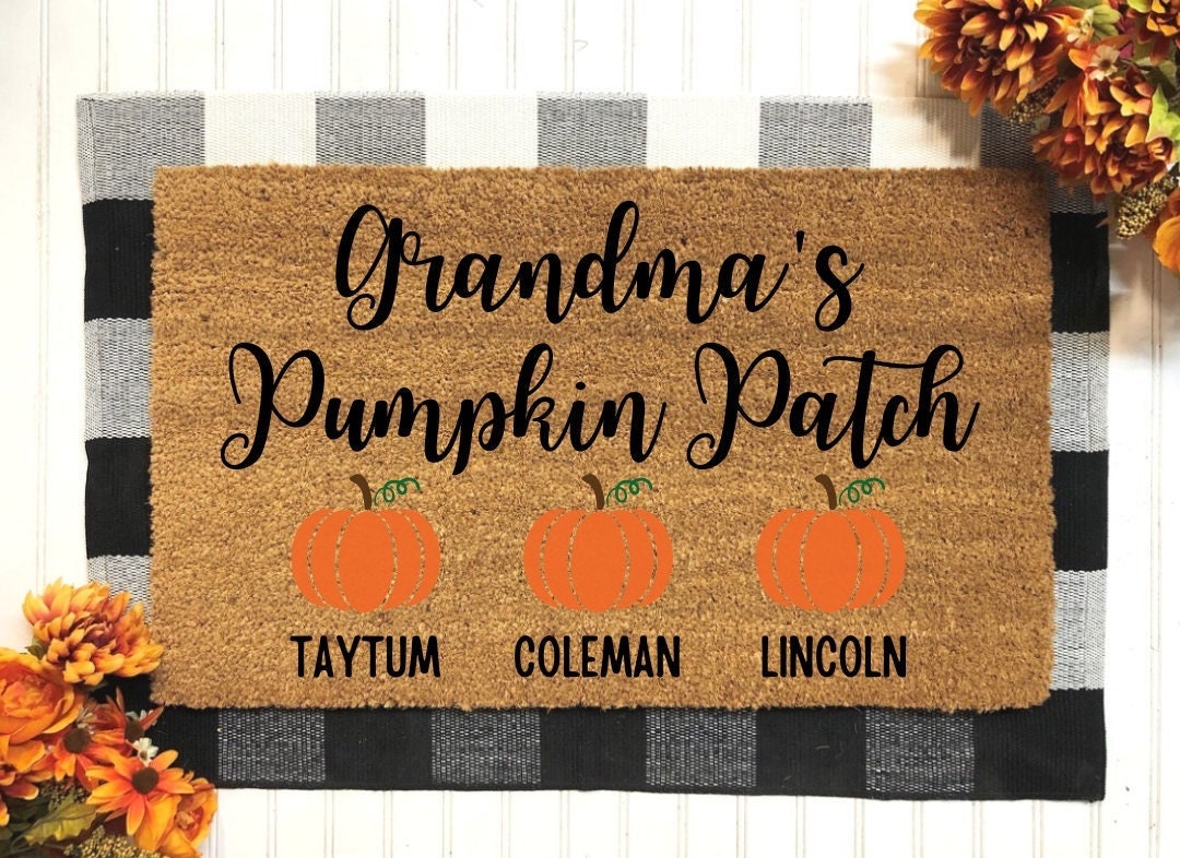 Grandma's Pumpkins, Grandma's Pumpkin Patch, Fall Decor, Fall Welcome Mat, Fall Decoration, Fall Gift, Personalized Grandparent Gift,Doormat