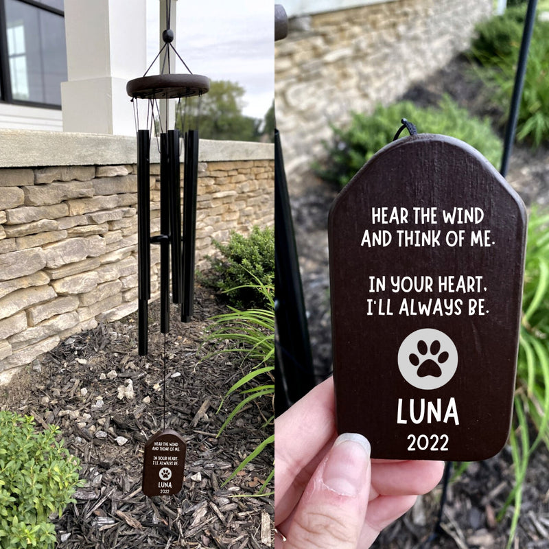 Personalized Pet Memorial Gift | Wind Chimes | Pet Loss Gift | Sympathy Pet Gifts | Personalized Christmas Gift | Hear The Wind Think Of Me