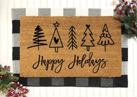 Happy Holidays Doormat | Christmas Tree Door Mat | Christmas Decor | Christmas Decoration | Christmas Gifts | Seasonal Decor |Christmas Tree