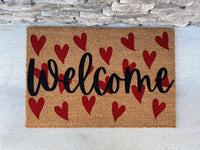 Valentines Day Decor, Valentines Doormat, Welcome Mat, Heart Doormat, Door Mat, Winter Doormat, Valentines Gift, Valentines Day Gift, Hearts