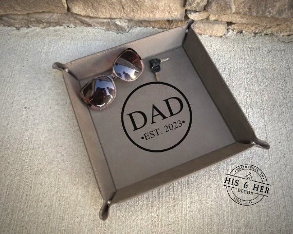 Custom Father's Day Gift | Leather Catch All Tray | Engraved Gifts for Dad | Personalized Gifts | Gift For Him | Dad Gift From Kids | Valet