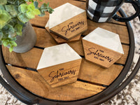 Set of 4 Custom Marble Wood Coasters | Personalized Gifts | New Home Housewarming Gifts | Wedding and Bridal Gifts | Engraved Coasters