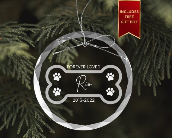 Glass Pet Memorial Ornament | Dog Ornament | Pet Loss | Dog Lover Christmas Gift | Christmas Ornament | Forever Loved | Personalized Gifts