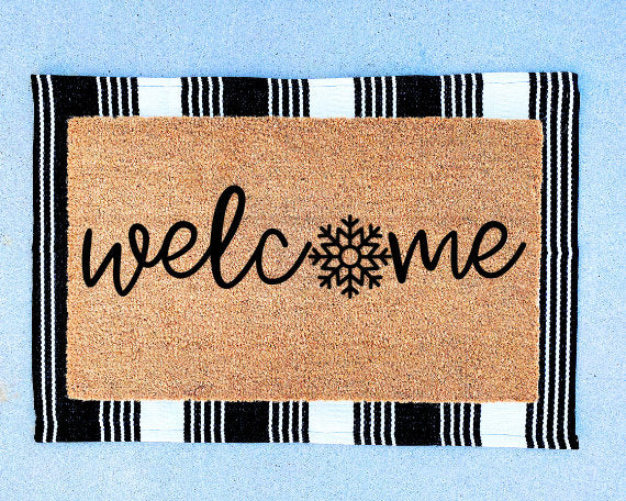 Welcome Snowflake Winter Doormat | Snowflake Doormat | Welcome Mat | Outdoor Door Mat | Front Door Decor | Home Gifts | Housewarming Gift