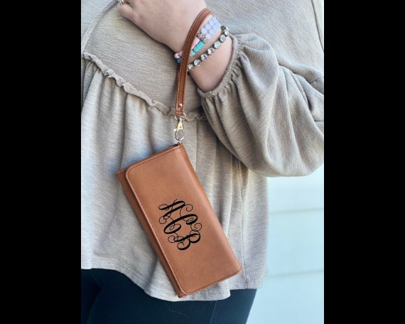 Custom Valentine Gift for Her | Valentines Day | Monogram Purse | Wristlet Wallet | Clutch Purse | Personalized Gift | Leather Wristlet