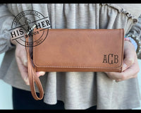 Personalized Leather Engraved Leatherette Wristlet | Personalized Gifts | Monogram Wristlet | Monogram Wallet |