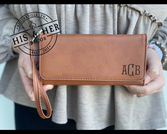 Personalized Leather Engraved Leatherette Wristlet | Personalized Gifts | Monogram Wristlet | Monogram Wallet |