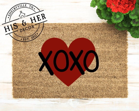 XOXO Door Mat, Valentines Day Decor, Valentines Doormat, Door Mat, Winter Doormat, Welcome Mat, Heart Door Mat, Valentines Day Gift, Doormat