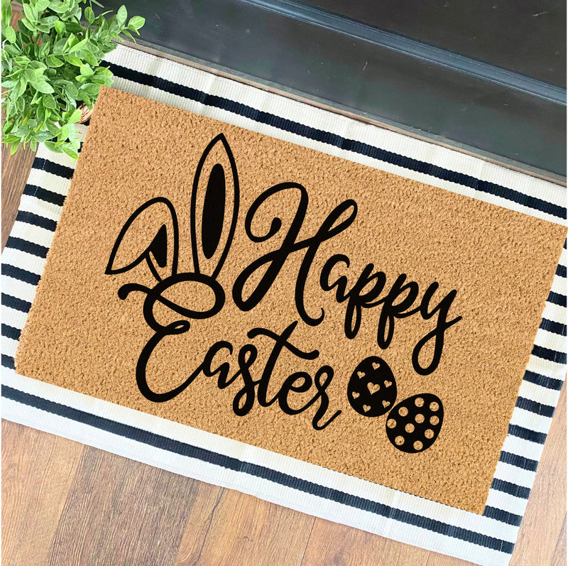 Happy Easter Door Mat, Easter Door Mat, Door Mat, Spring Doormat, Spring Decor, Easter Decor, Easter, Easter Bunny, Easter Welcome Mat