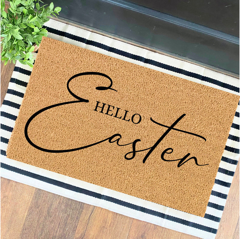 Hello Easter Door Mat, Easter Door Mat, Door Mat, Spring Doormat, Spring Decor, Easter Decor, Easter, Easter Bunny, Easter Welcome Mat