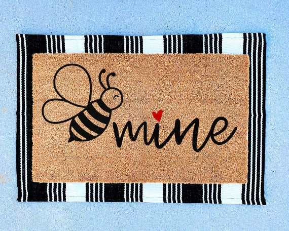 Valentines Day Bee Mine Doormat | Valentines Decor | Valentines Door Mat | Funny Welcome Mat | Valentines Outdoor Decor | Housewarming Gift