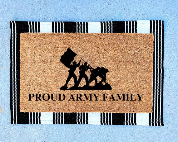Proud Army Family Doormat | USA Flag | 4th of July | July 4th Decor | Patriotic Decor | Summer Doormat