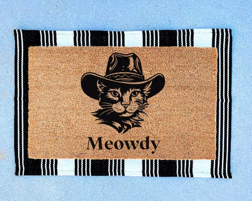 Meowdy Door Mat | Funny Doormat | Funny Welcome Mat | Cute Custom Doormat | Front Door Decor | Cat Lover Gift | Cat Mom Gifts | Cat Dad Gift