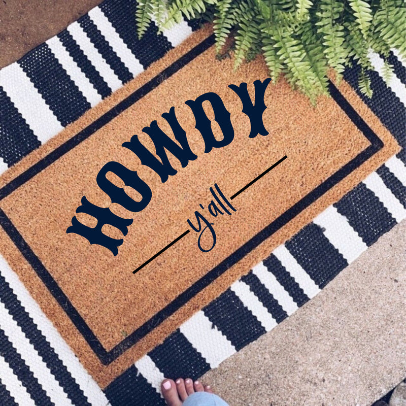 Western Howdy Y'all Doormat | Floral Boho Decor | Housewarming Gift | Welcome Mat | Western Door Mat | Welcome Doormat | Custom Home Doormat